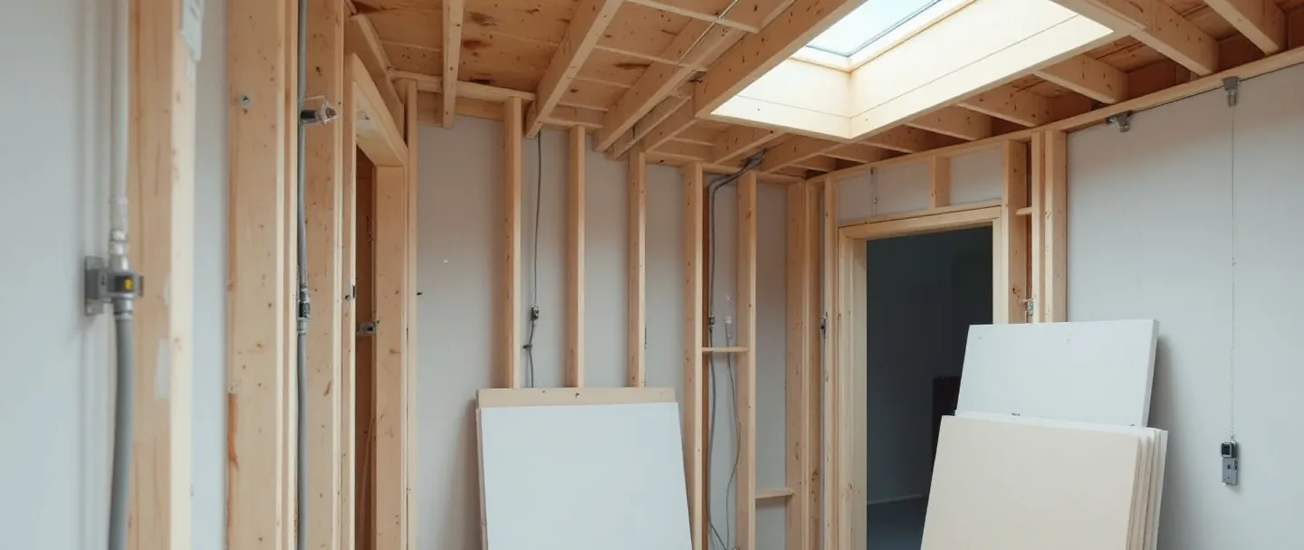 Extension at first-fix stage with new circuits run through the stud walls