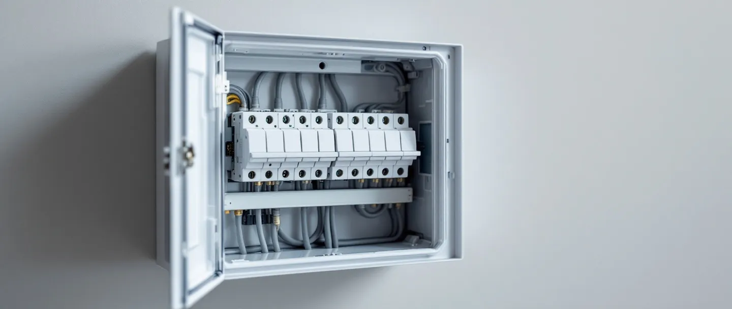 Newly fitted metal consumer unit with RCBO protection on every circuit